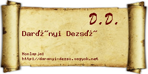 Darányi Dezső névjegykártya
